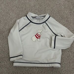 White Long Sleeve Shirt with Frenchie Dog Print